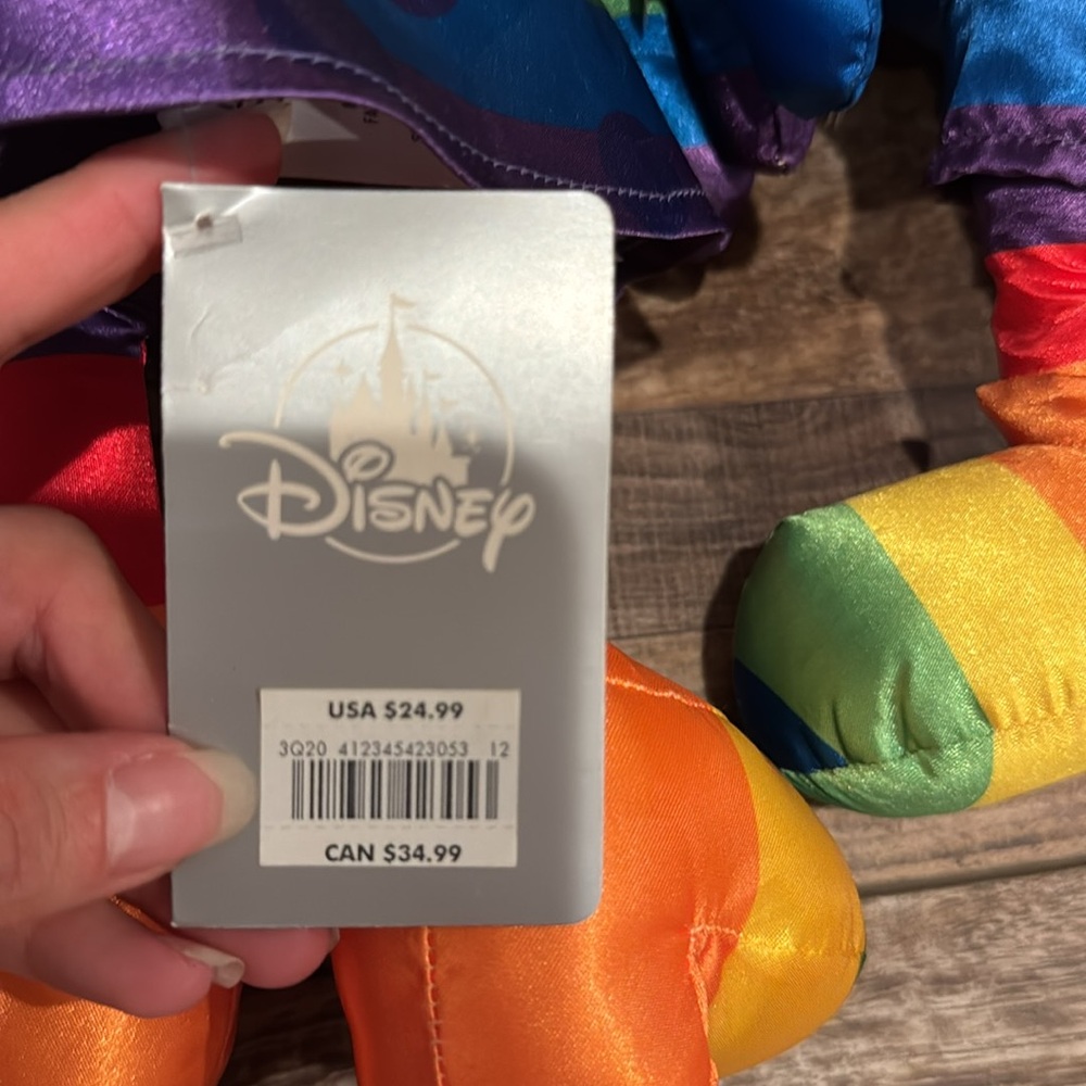 Disney Rainbow Pride Mickey and Minnie Mouse Plush Set stuffed animals NWT - Picture 3 of 4